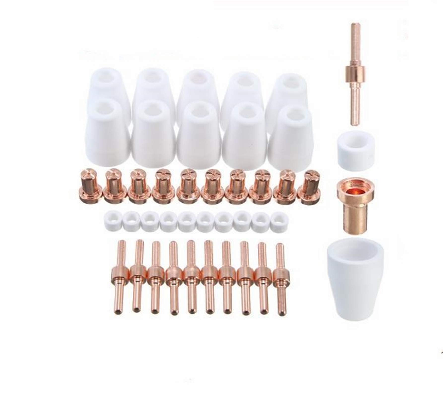 40Pcs/Set Ceramic + Metal Plasma Cutting Cutter Consumables Extended TIP Nozzle Electrode for PT31 LG40 Torch CUT-40 50