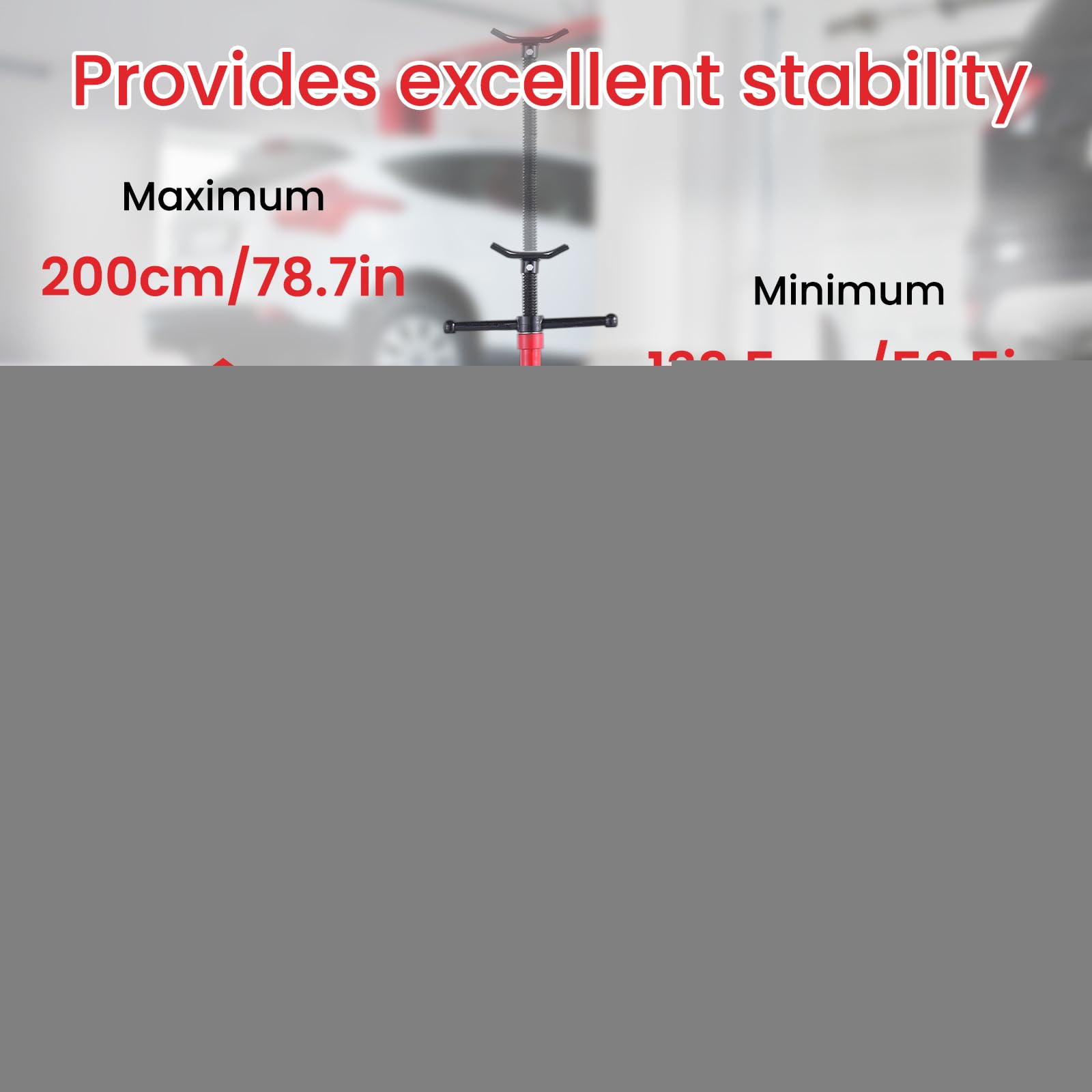Supporto meccanico 750 kg | Supporto da officina regolabile in altezza con mandrino a vite | sollevatore per ingranaggi 133 – 200 cm altezza di sollevamento | base rotonda 30 cm in acciaio | per
