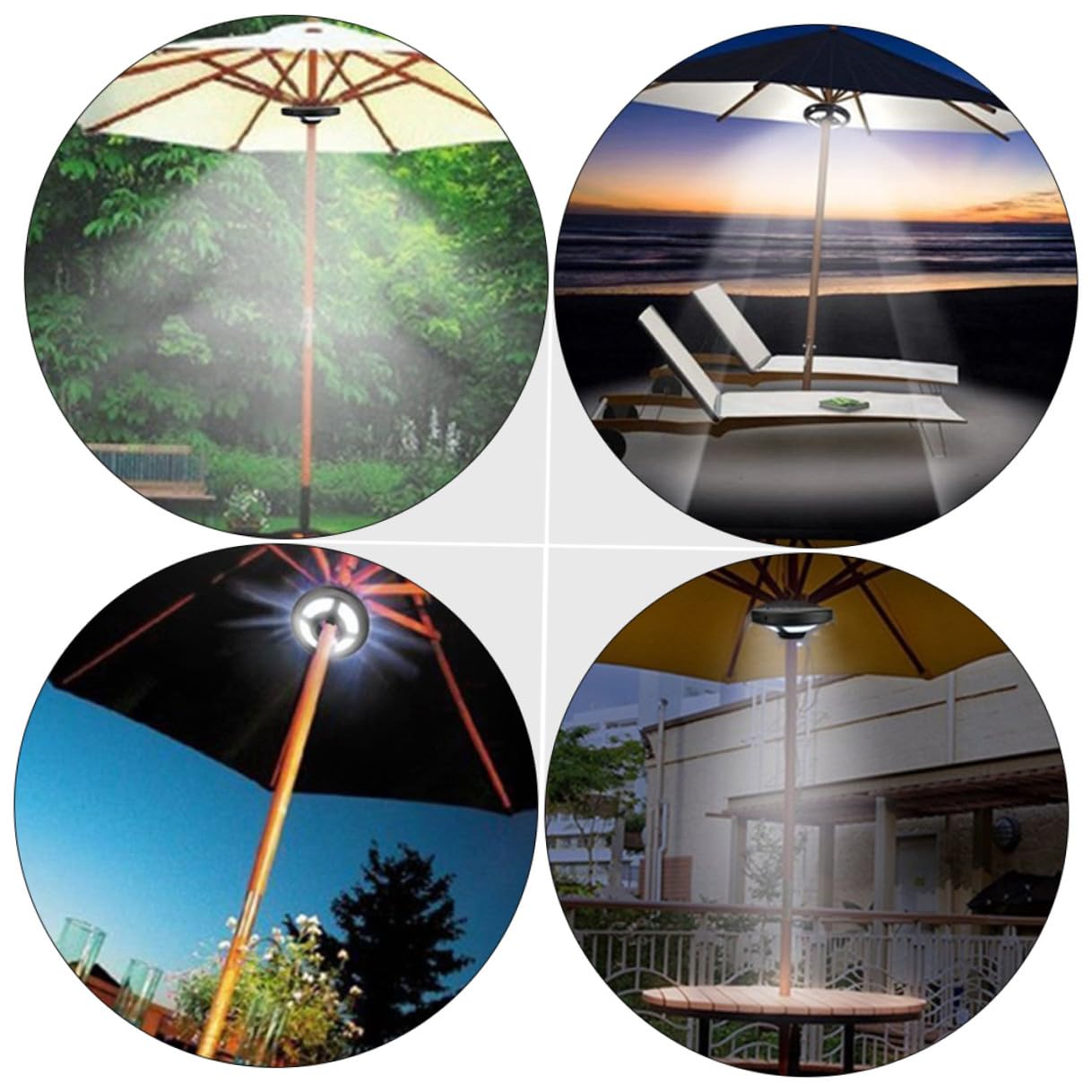 WOONEKY Lampada LED Multifunzionale per Ombrellone da Campeggio Luce Portatile Resistente e Facile da Installare Illuminazione di Emergenza Senza Fili per Esterni e Giardino