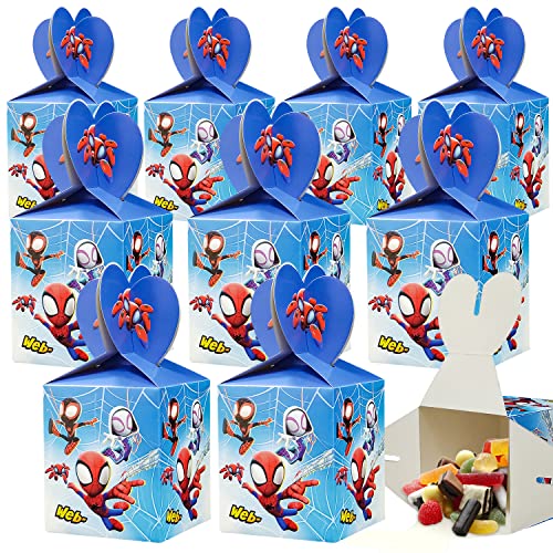 Spiderman Cajas de Caramelo 12Pcs,Spiderman Bolsa Papel,Spiderman Cajas de Regalo de Papel,Spiderman Cajas de Fiesta de Cumpleaños,Spiderman Fiestas de Cumpleaños,Navidad,Halloween,Dulces Cover