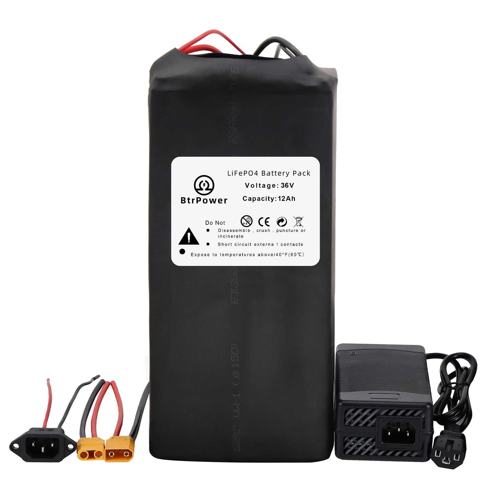36V 48V 60V Ebike Battery 10AH 12AH 16AH 20AH 25AH 30AH 40AH 50AH 60AH Lithium LiFePO4 Battery Pack with 3A/5A Fast Charger and 20A/40A/50A BMS fit for 3000W-250W Motor