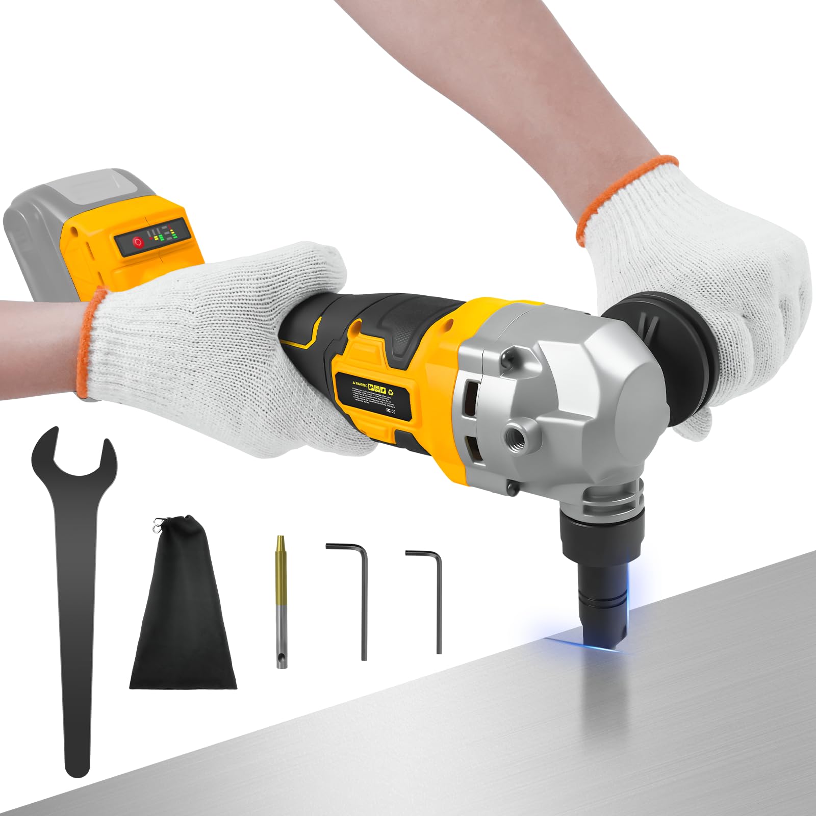 Grignoteuse en métal sans fil pour batterie DeWalt 20 V, grignoteuse sans balais avec 3 vitesses, grignoteuse électrique en acier pour acier inoxydable, aluminium, 30 000 tr/min, sacs poussiéreux, 2