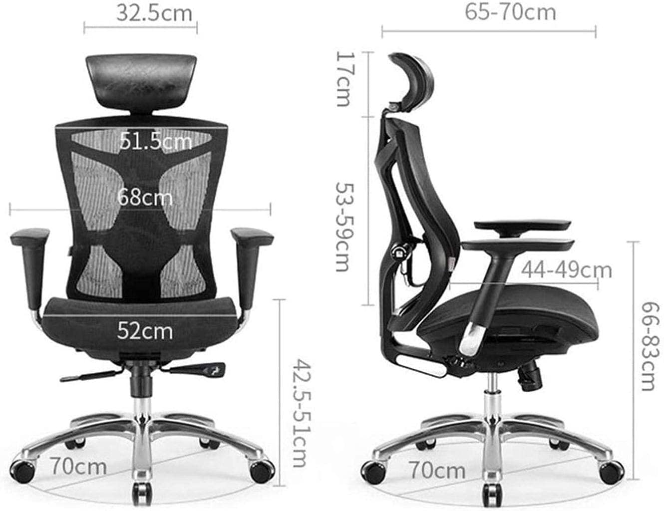 Ergonomiczne krzesło biurowe z siatki z regulowanym zagłówkiem, obrotowe krzesło biurkowe z funkcją nachylenia i zamkiem