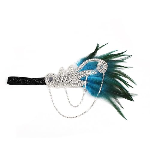 Miniatura 3 de Diadema con lentejuelas de los años 20, diadema de plumas de pavo real, accesorios de gran Gatsby para mujeres y niñas