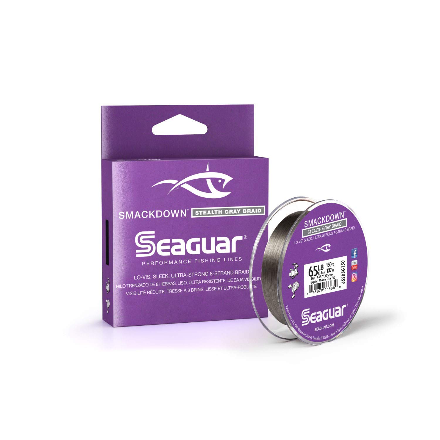 SeaguarSmackdown Low Visibility Braided Fishing Line, Stealth Gray, Multiple Sizes