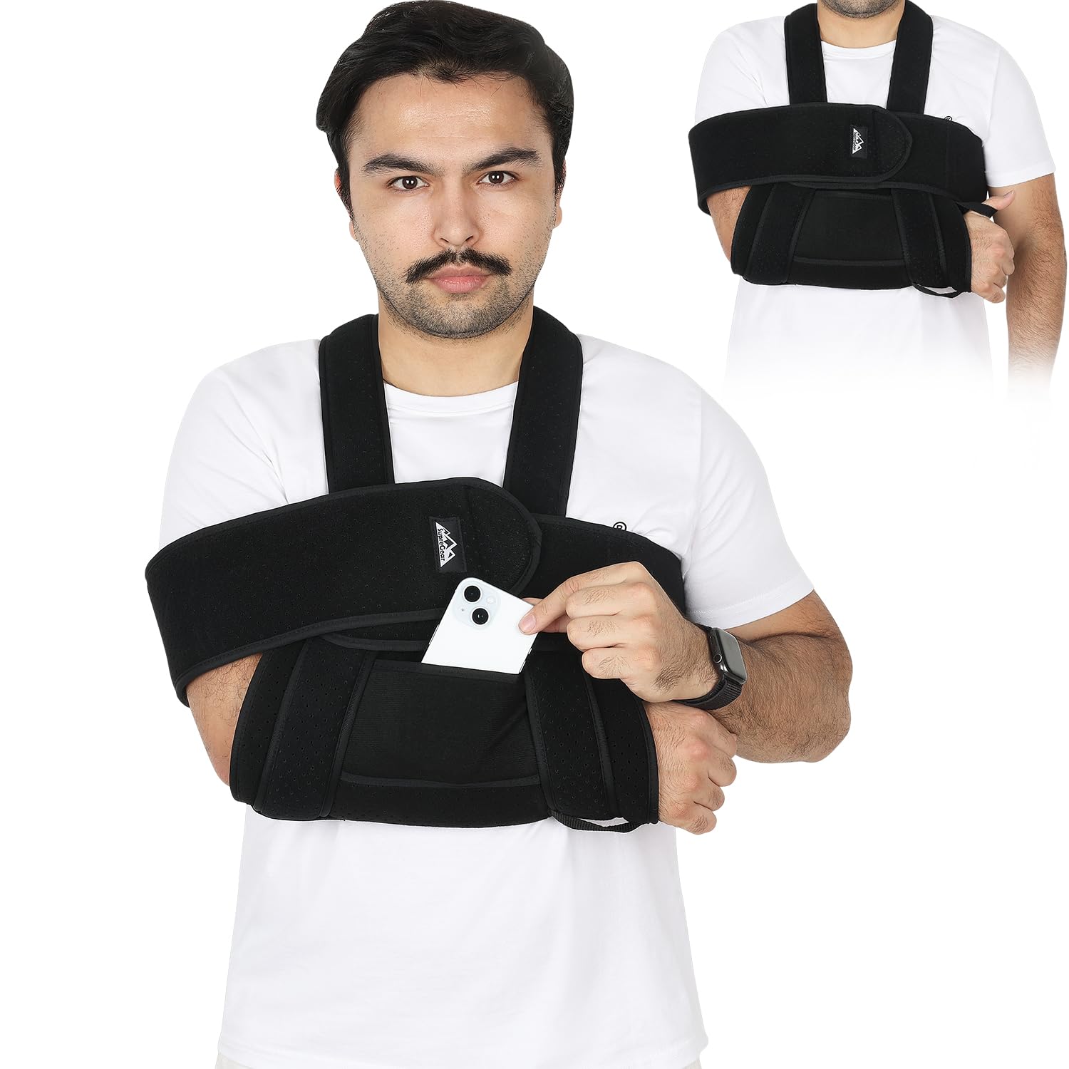 supregear Supporti per Spalle, Supporto Medico Regolabile per la Cuffia Dei Rotatori, Imbragatura Immobilizzante Traspirante, per la Dislocazione di Ossa Rotte e Fratturate (Misura Grande, Nero)