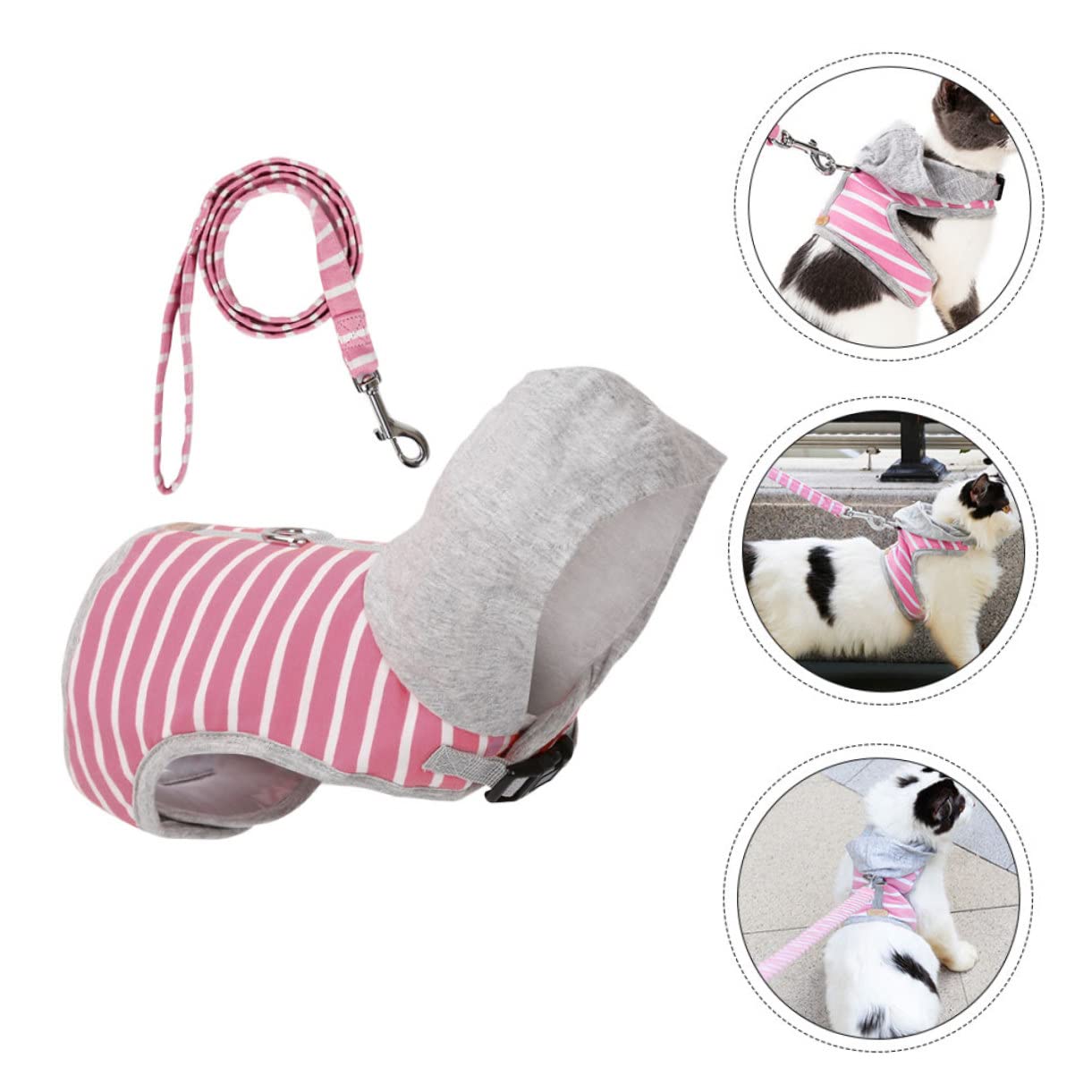 minkissy 2 Pezzi Gilet Anti-tiro Per Animali Domestici Per Esterni in Morbida Rete Per Gatti E Set Di Guinzaglio