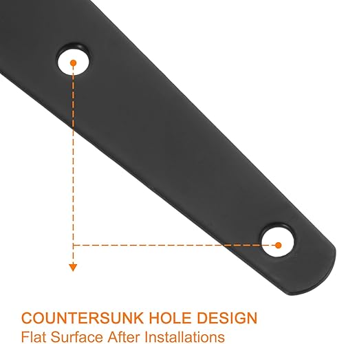 Miniatura 4 de uxcell 2 bisagras de puerta con correa en T, bisagras de puerta forjadas de 14 pulgadas, accesorios de hierro para granero de madera, cerca,