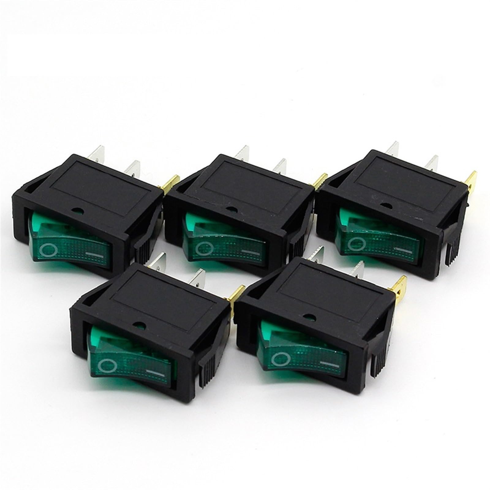 5 sztuk zielone światło LED SPST 3PIN ON/OFF G124 przełącznik kołyskowy do łodzi 15A/250V 20A/125V do deski rozdzielczej samochodu ciężarowego RV ATV domu