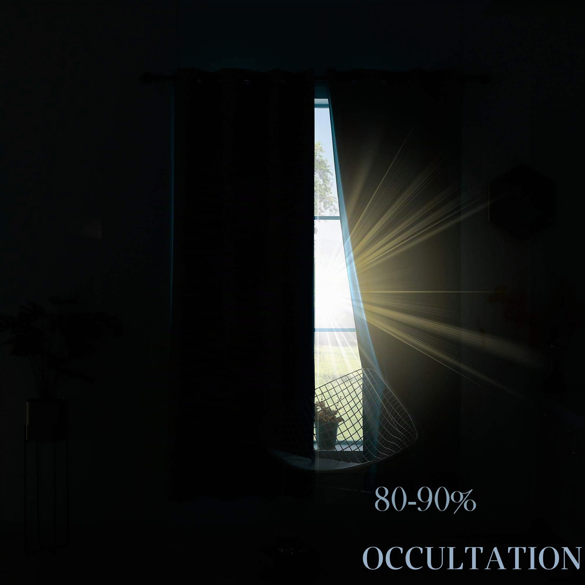 Rideau Occultant Jungle Tropicale, Lot de 2 Rideaux Feuille de Palmier Thermique Isolant Anti Chaleur à Œillets Maison Chambre Salon Fenetre Decoration Intérieurs, 140x240 cm (L x H)