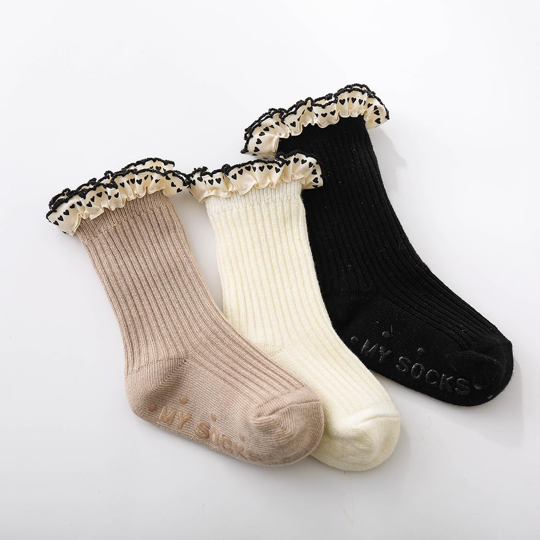 Baby Girls Ruffle Socks Infant Toddler Dress Socks Girls Frilly Floral Lace Ankle Socks For Spring Summer 5 Pairs - Image 2