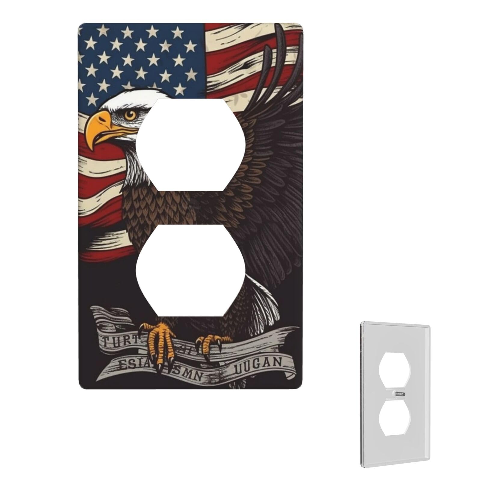 1-Gang Decorator Wall Plate USA Patriotic Eagle Light Switch Cover Single Gang Receptacle Wall Plate Standard Size 4.5" x 2.76" Wallplate Unbreakable Polycarbonate Outlet Faceplates Cover