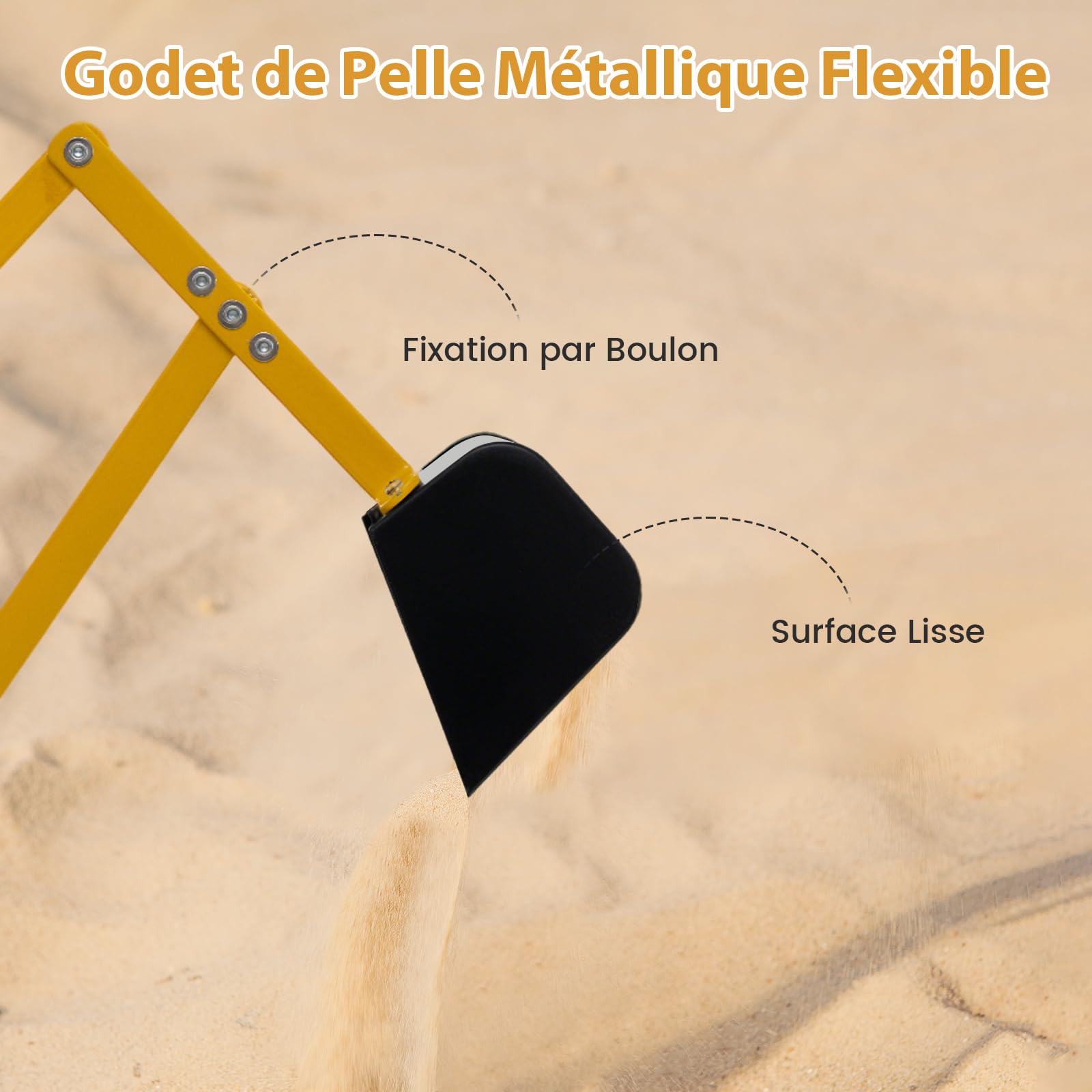 COSTWAY Pelleteuse Enfant avec Siège Pivotant à 360°& Pelle, Tractopelle pour Bac à Sable avec Cadre Métal & 4 Roues, Jouet Pelleteuse Excavatrice Manuelle pour Sable Terre Neige, 3 Ans+