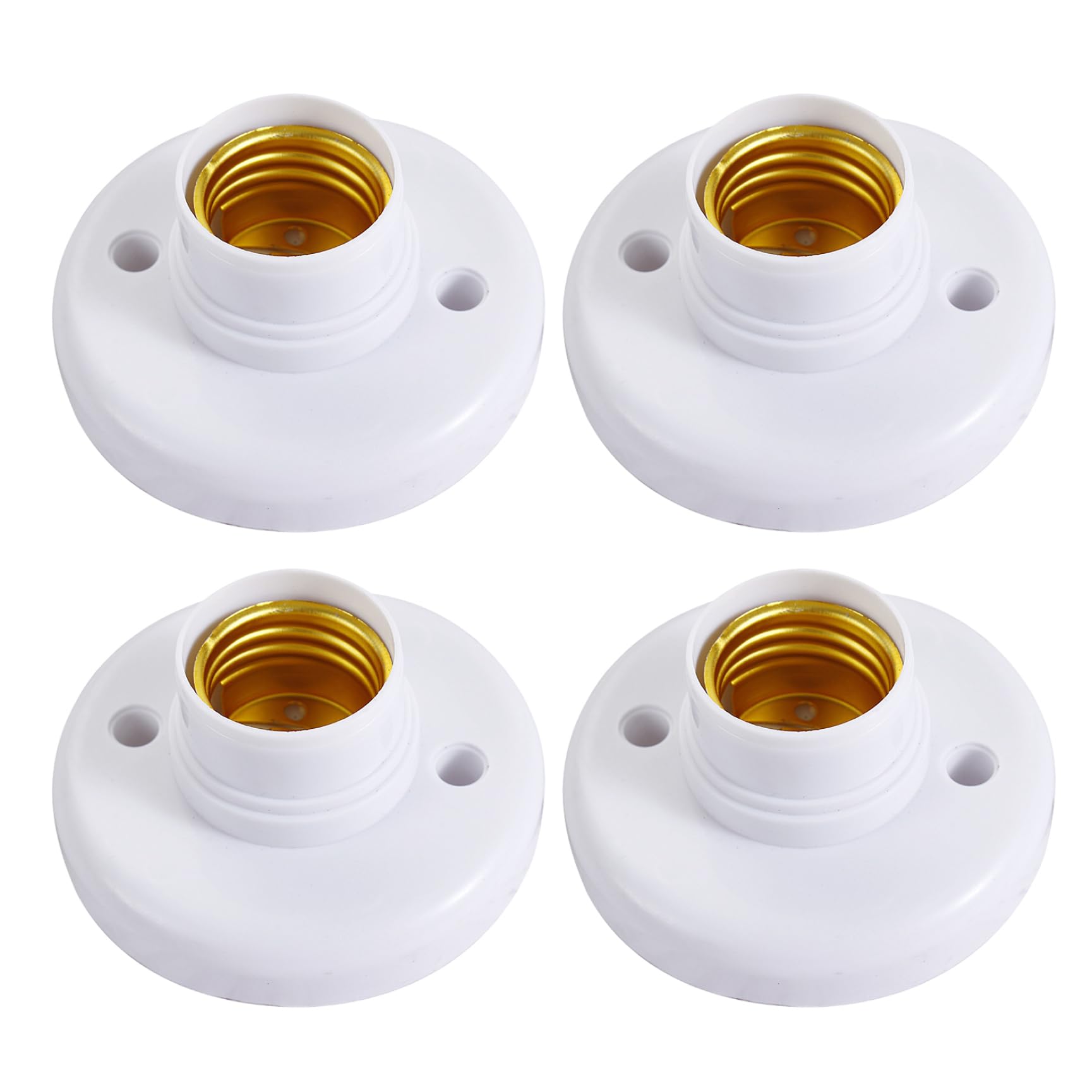 Light Bulb Holder, 4Pcs Light Bulb Socket, E27 Round Plastic Lamp Holder, for Wall Ceiling
