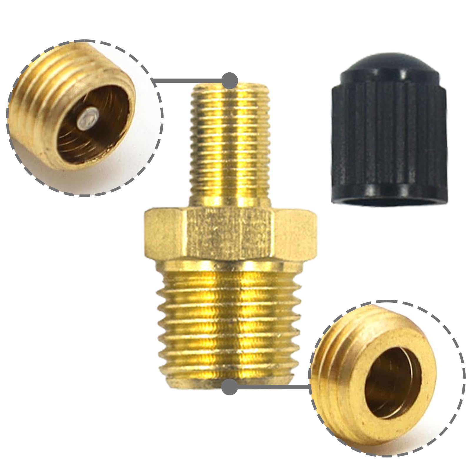 VOBOR 1/4 inch NPT messing luchtcompressor, 2 stuks, 1/4 inch, messing banden, luchtcompressor, luchtventiel, testventiel, autoventiel, tankvulventielen, bandenventiel, 1/4 inch adapter, velgventielen
