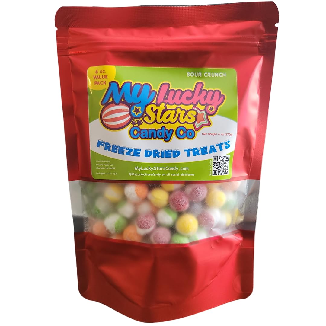 6 oz Freeze Dried Candy Skittles, Sour Crunch Flavor (Pack of 1)