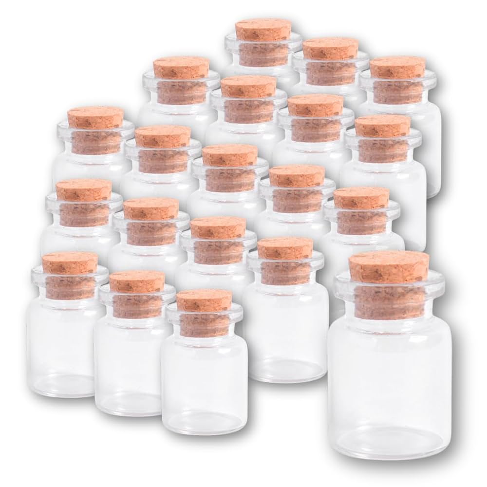 Amazon｜I'm so happy 小瓶 ガラス コルク栓 蓋付き おしゃれ