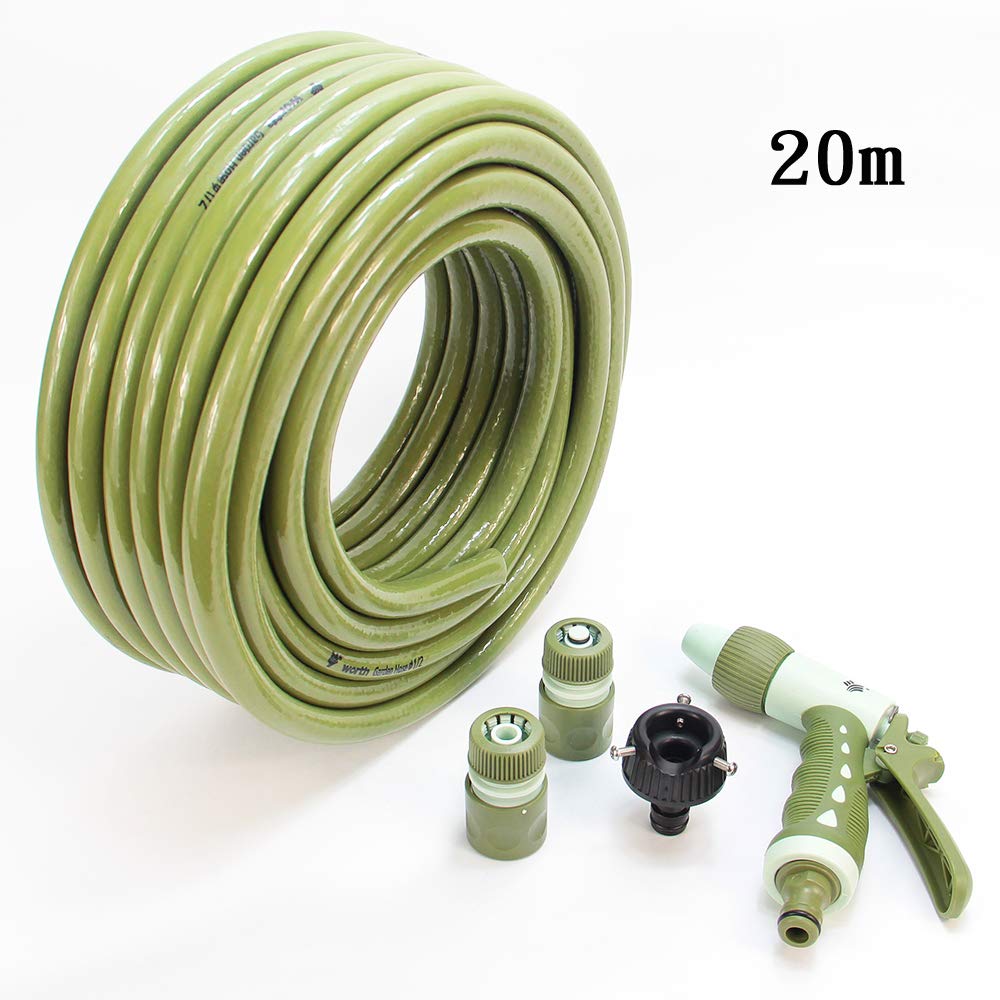 Worth Garden 20M Water Hose 1/2" Garden Hose and Spray Gun Set 3 Layer Lightweight and Durable Outdoor Hosepipe
