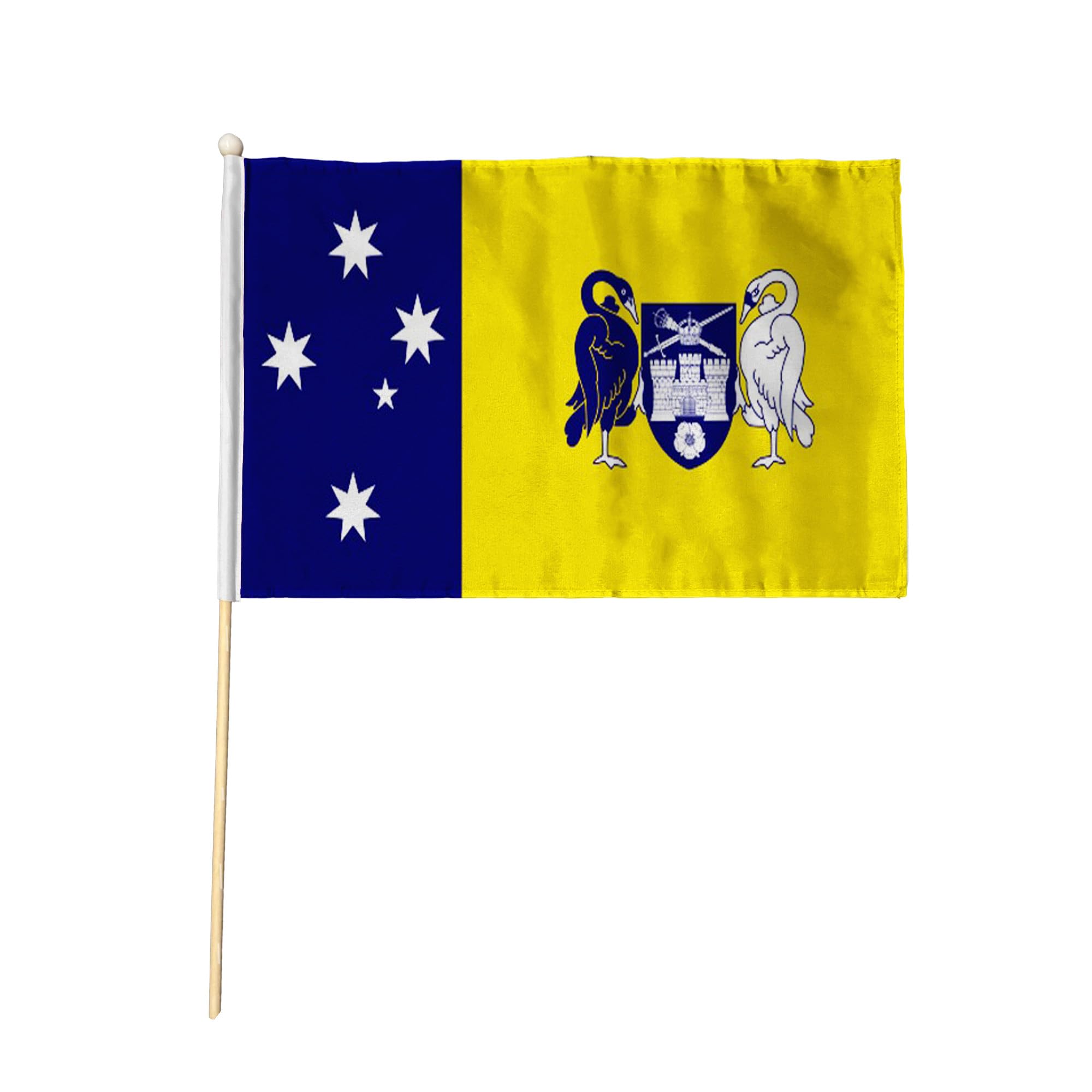 Flagtex Australian Capital Territory Pack of 12 Hand Waving Flag (9x6 Inch) - Premium Wooden Stick Hand Flag 9x6 Inch Natural Wood Pole ACT Territory Flag Events Parades Celebrations
