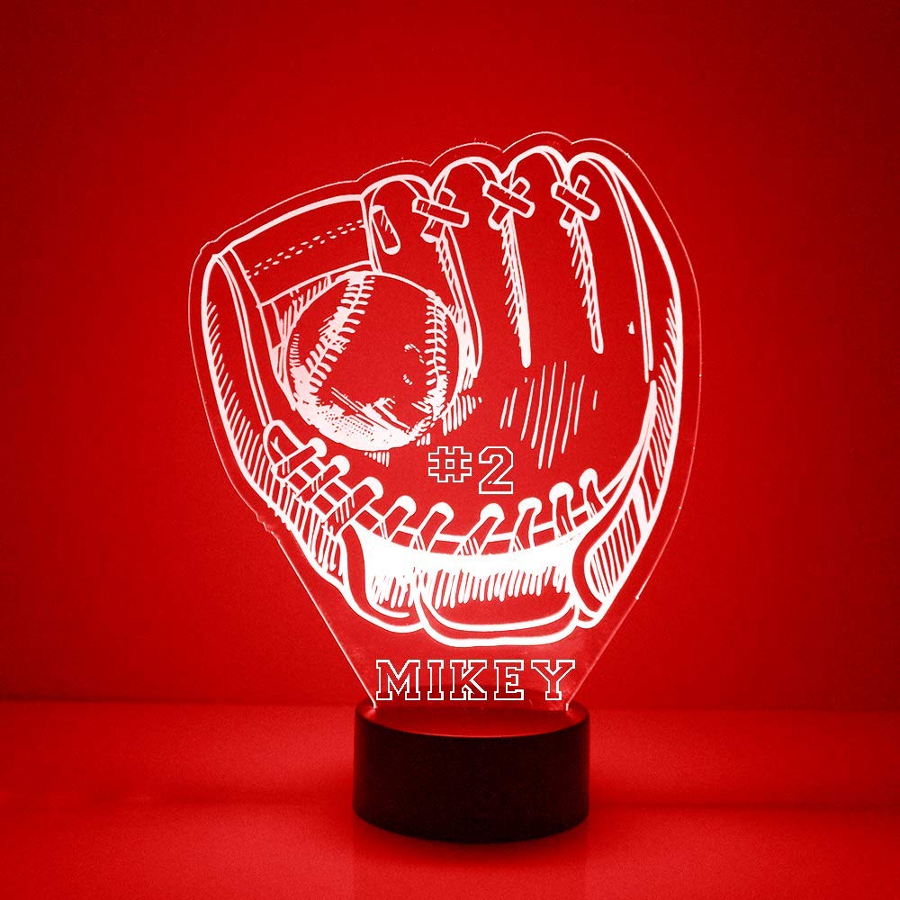 Mirror Magic Store Sports Personalized LED Lamp, Night Light Customized with Your Name or Text, Largest Light Lamp on The Market, Custom Engraved, 16 Color and 4 Modes Remote, USB or Batteries