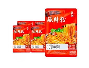 Sichuan Hot and Sour Noodles, Hot and Spicy Potato Instant Noodles, Convenience Food, 5 Bag Set Meal, Fast Food Night Snack Hot and Sour Rice Noodles,276g*5 bags