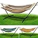 Produktbild BRAST Hängematte mit Gestell XXL für 2 Personen 220x150cm | viele Modelle | Tragkraft 300kg | inkl. Transporttasche | Outdoor Doppelhängematte | Ideal für Balkon, Terrasse, Garten Camping | Braun/Grau