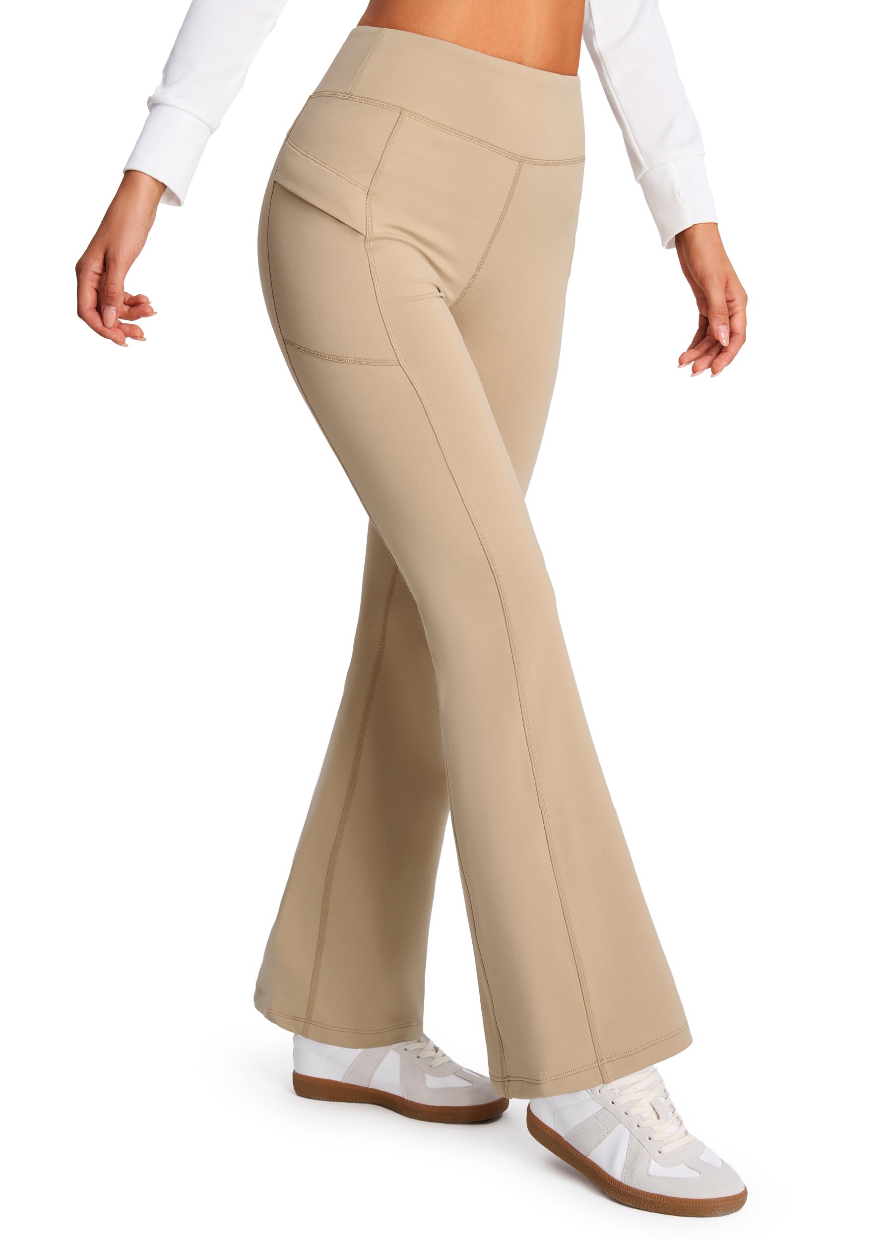 Libin Leggings Termici Donna a Zampa Yoga con Tasche | Pantaloni foderati invernali, pantaloni jogging caldi, taglio svasato, vita alta, idrorepellenti, per fitness e outdoor