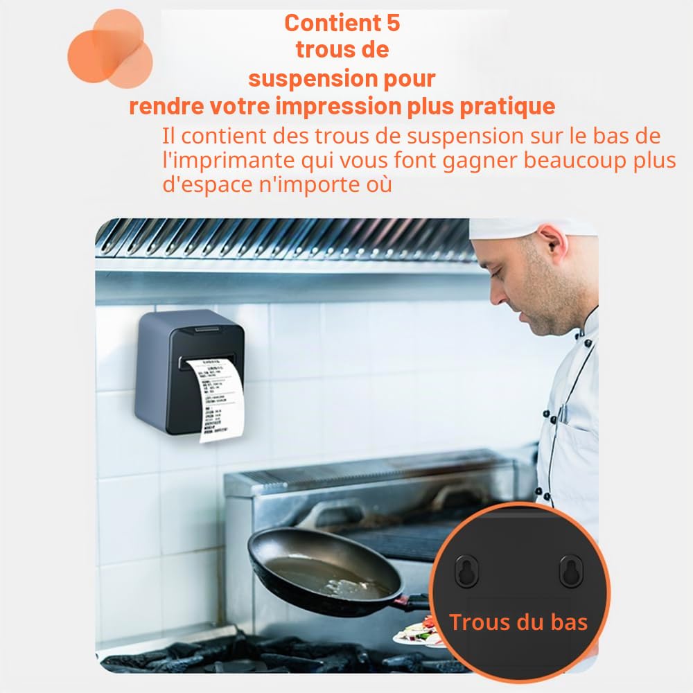 Imprimante Thermique Reçus 80mm Impression Directe USB+LAN Haute Vitesse Coupe Papier Automatique Corbeille à Papier 220mm/s