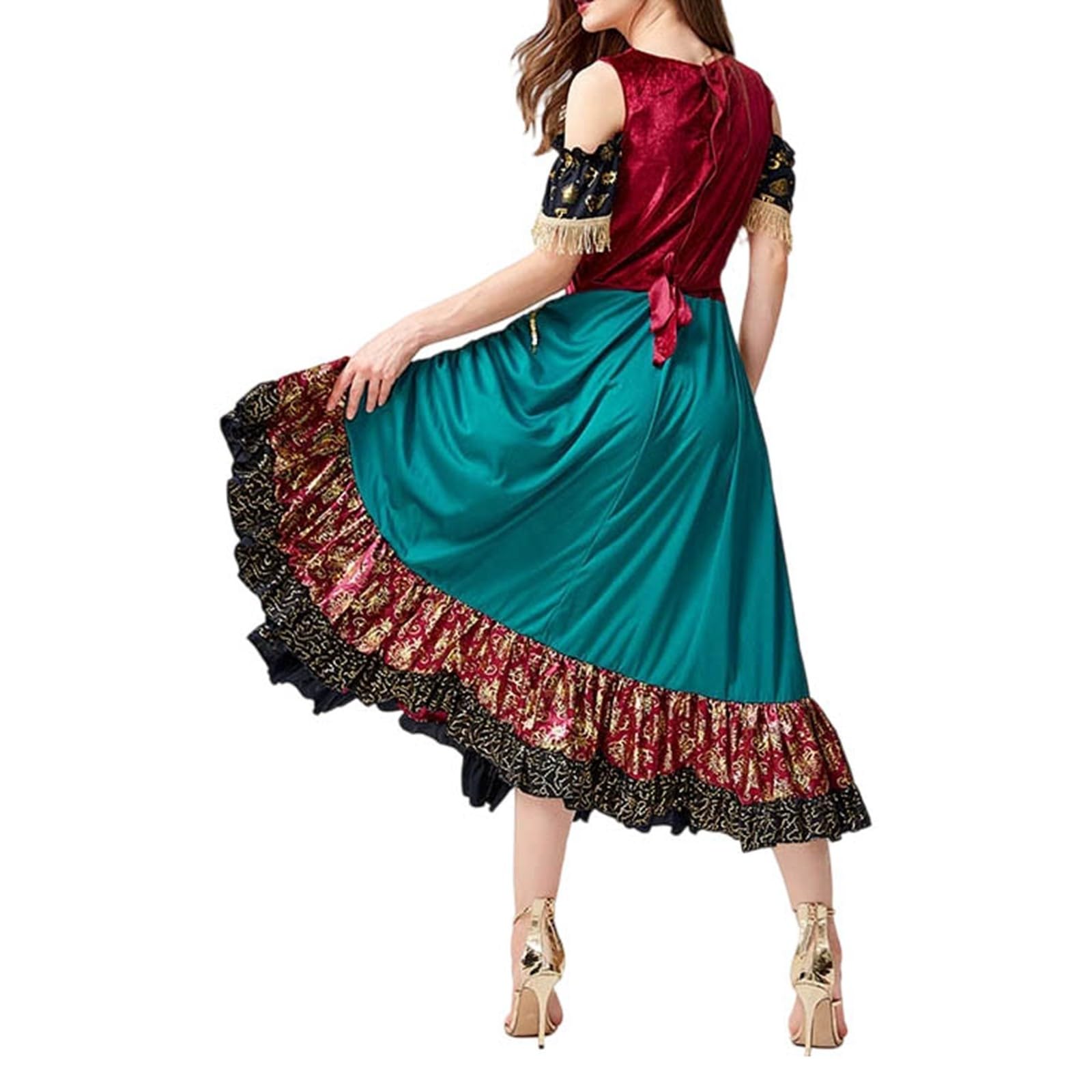 Vêtements médiévaux pour femme - Costume de gitane - Robe à suspendre - Reine victorienne - Robe maxi gothique - Guerre civile - Robe de bal - Costume de danse - Costume d'Halloween