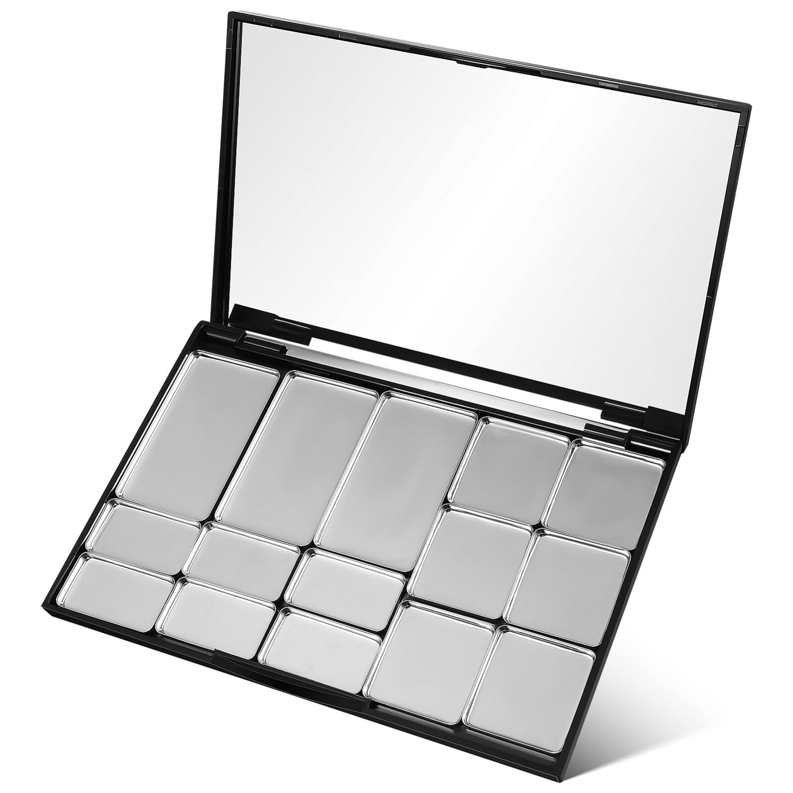 FRCOLOR Empty Magnetic Eyeshadow Makeup Palette with Cosmetic Mirror 15 Grids Metal Pans Makeup Palette for Eyeshadow Lipstick Blush Powder