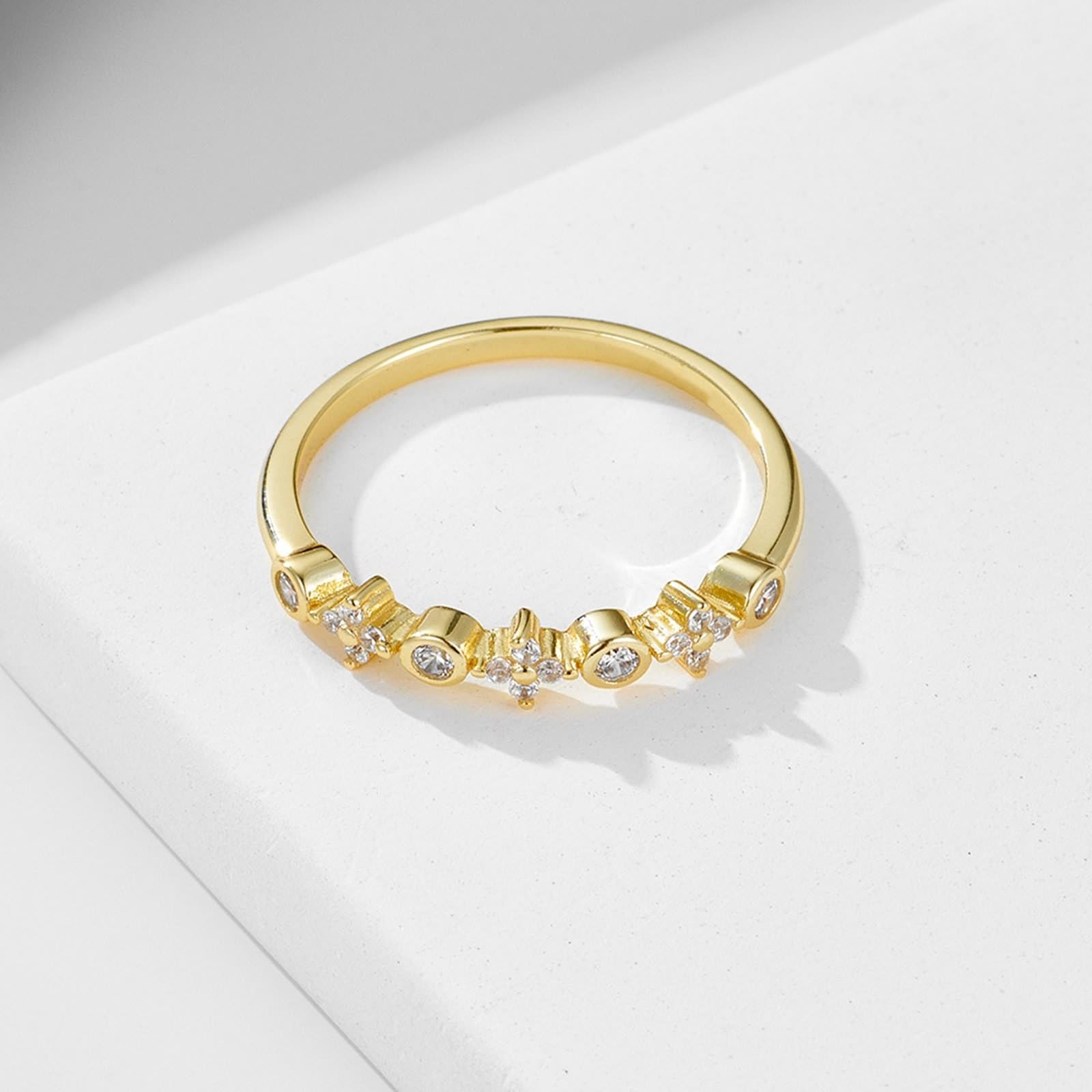 KnSam Prawdziwy pierścionek ślubny Au 375/585/750 złoto, kwiaty para pierścionków z diamentem, żółte złoto 9K/14K/18K obrączka ślubna, rozm. 47-65