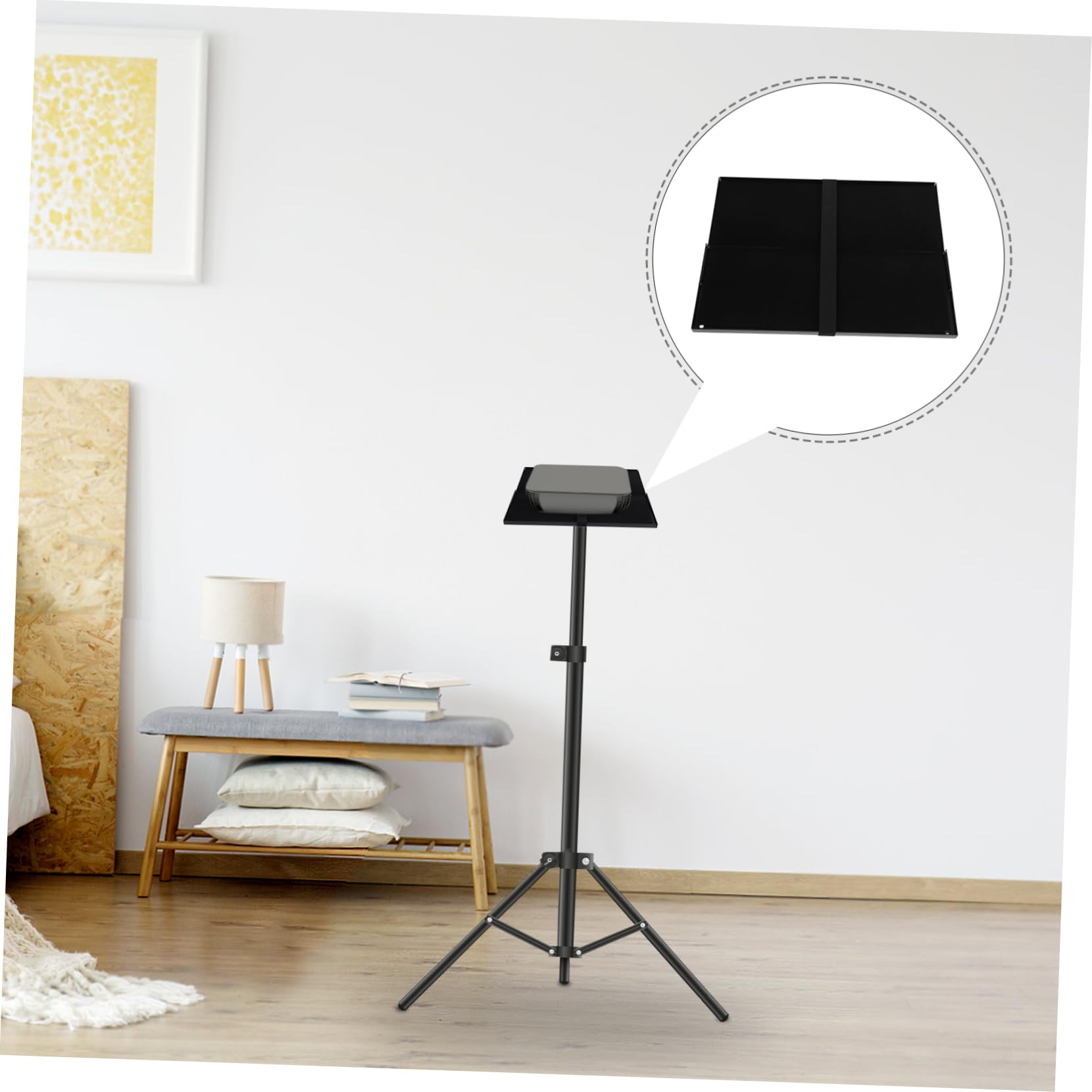 Soporte de bandeja de proyector de altura para trípode, bandeja de proyector plegable portátil con diseño telescópico para oficina en casa y uso al aire libre