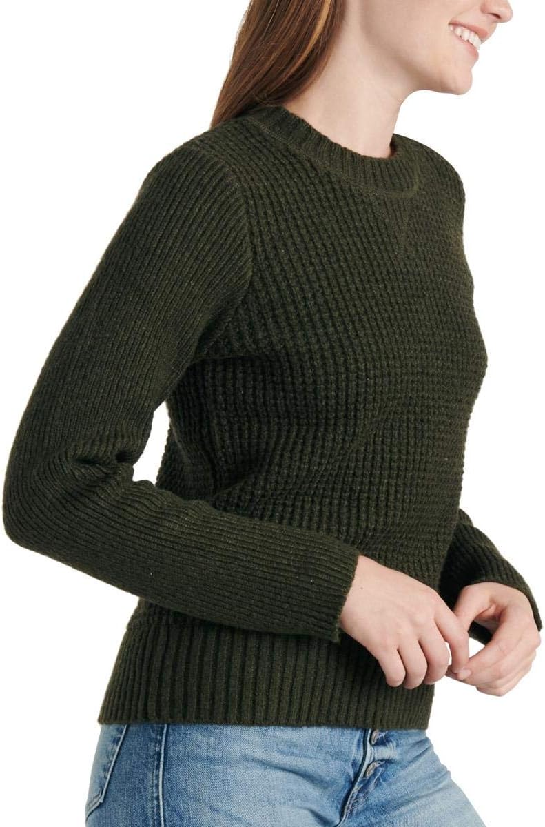 Crew Neck Waffle Knit Sweater 