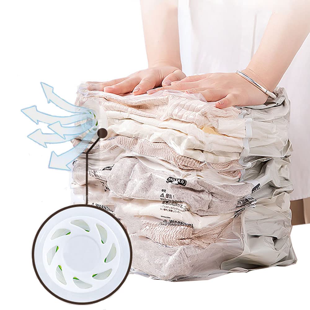 ArabestVacuum Storage Bags, 4 Pack (2 Jumbo+2 Medium) Space Saver Bags, Innovative Valve 5 Seconds Compress Storage Bag Reusable Double Zip Seal for Clothes, Duvets, Blankets - No Pump No Caps