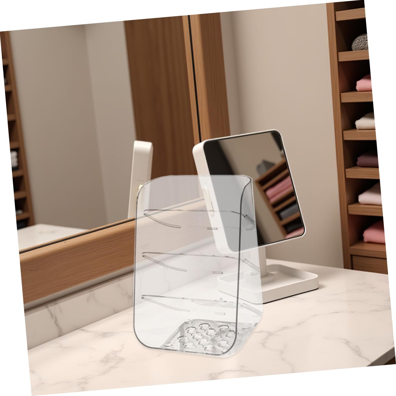 Lurrose Portalápices Transparente de Plástico 2 Piezas con Base Estable
