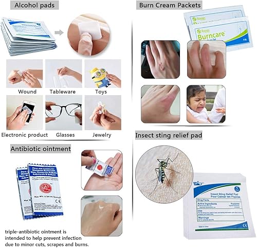 Miniatura 4 de DEFTGET Kit de primeros auxilios a prueba de agua, artículos esenciales de viaje, elegibles para HSAFSA, pequeños kits de supervivencia de