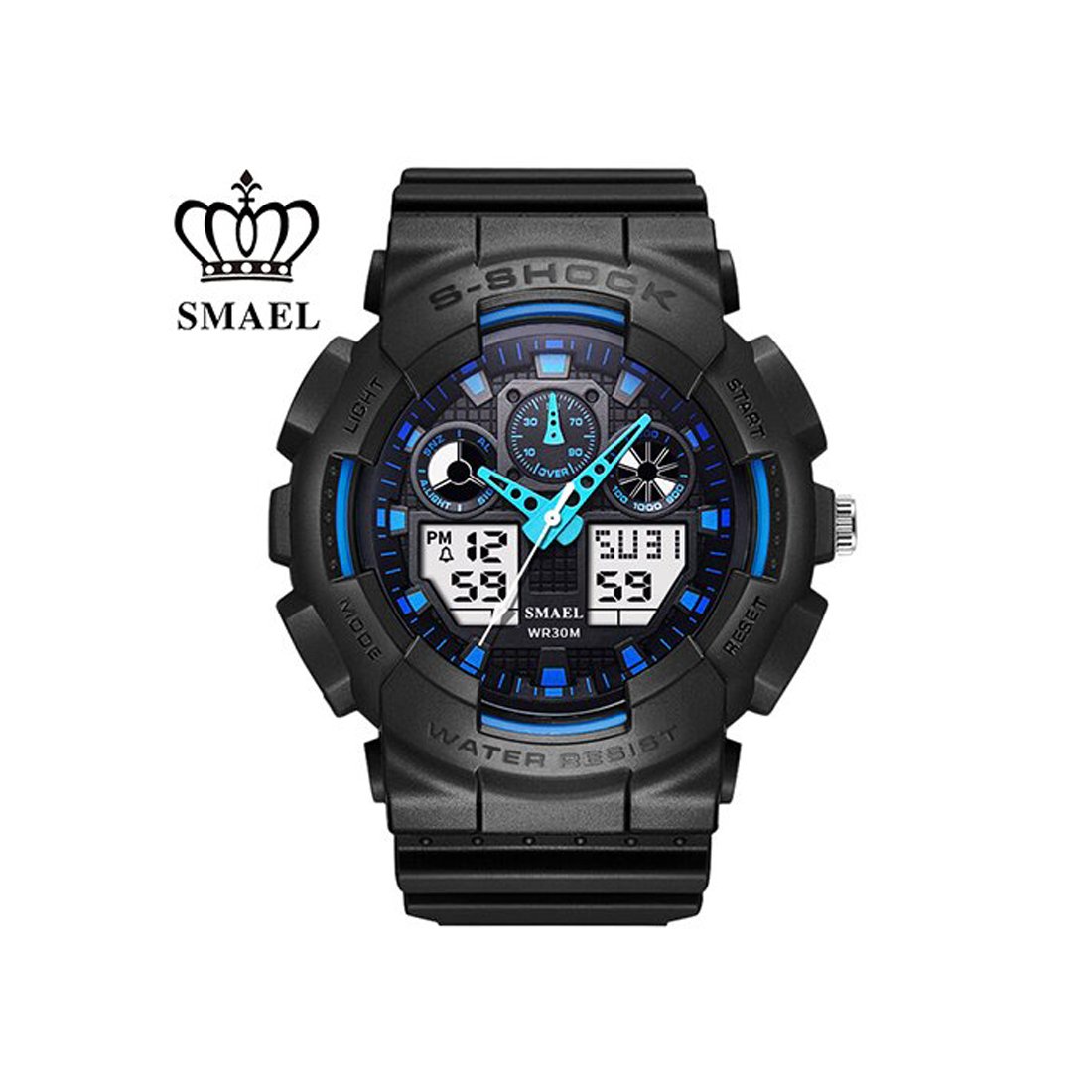 SMAEL Series Watch Men Sport LED Digital Clock Male Wristwath Mens watch  top brand luxury Relogios Masculino Montre Homme WS1027 (Blue)