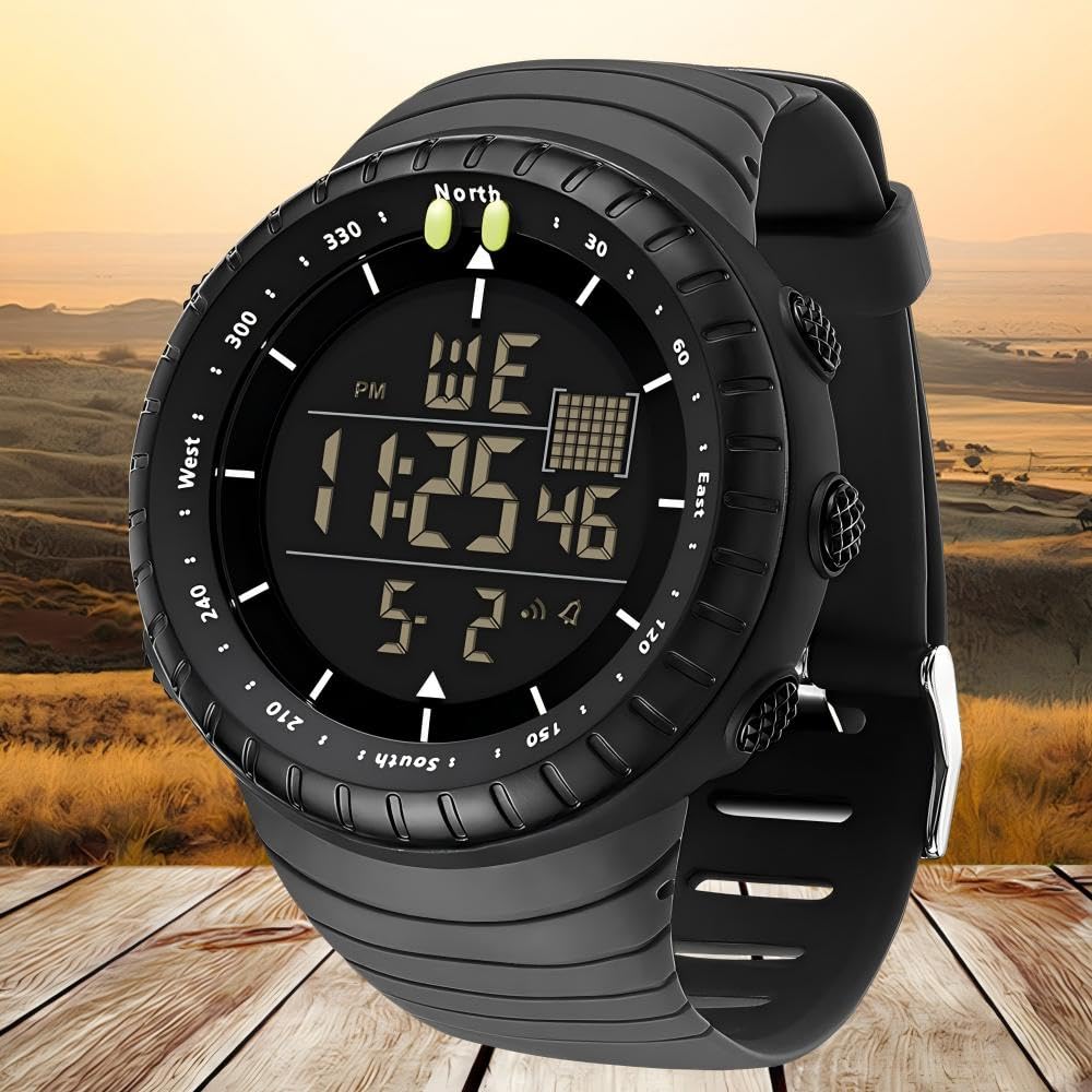 Reloj deportivo digital para hombre, reloj táctico militar impermeable con retroiluminación LED, relojes para hombres, Negro -, Digital 8
