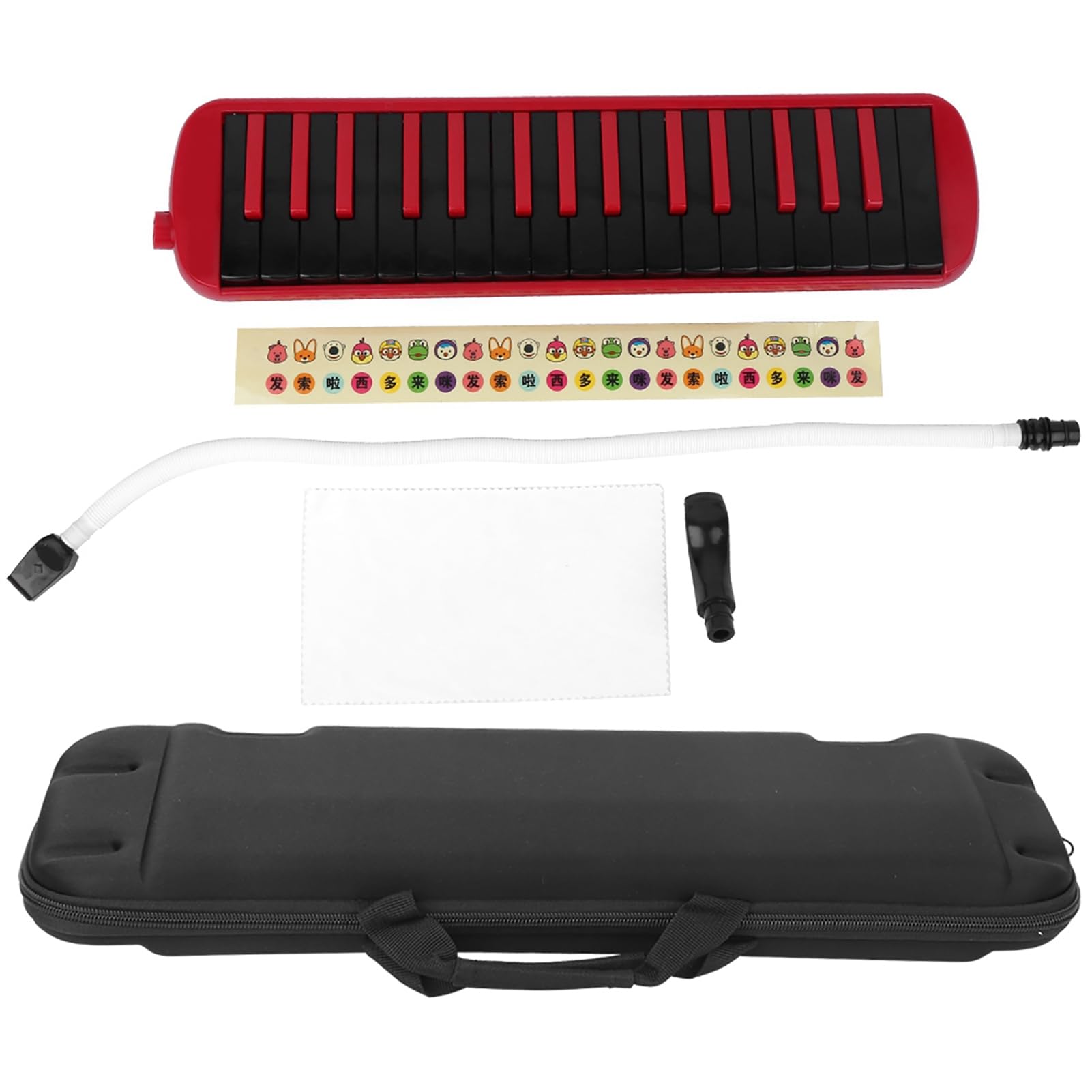 Melodica a 32 tasti strumento musicale a fiato, melodica blu per principianti con borsa di trasporto, design ergonomico per un gioco facile, corpo in resina con base in ottone e an (Rossa)