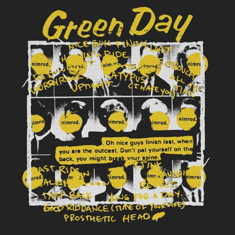 90’s GREENDAY NIMROD バンドTee Green Day Nimrod Adult Black Short Sleeve T Shirt Vintage