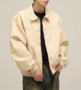 【新品】JIMWAG SICK SET UP JACKET IVORY Gsywaipei Men's Loose Leather Jacket Zip-Up Motorcycle