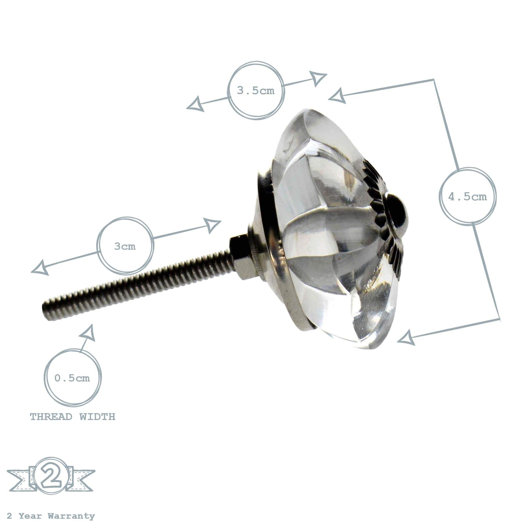 Nicola Spring Glass Cupboard Drawer Handle Knobs - Star Design - Pack of 6 - Image 3