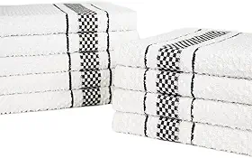Kit 10 Pano de Prato Atoalhado Para Cozinha Felpudo Malta 45x70cm 370g/m² 100% Algodão - Preta