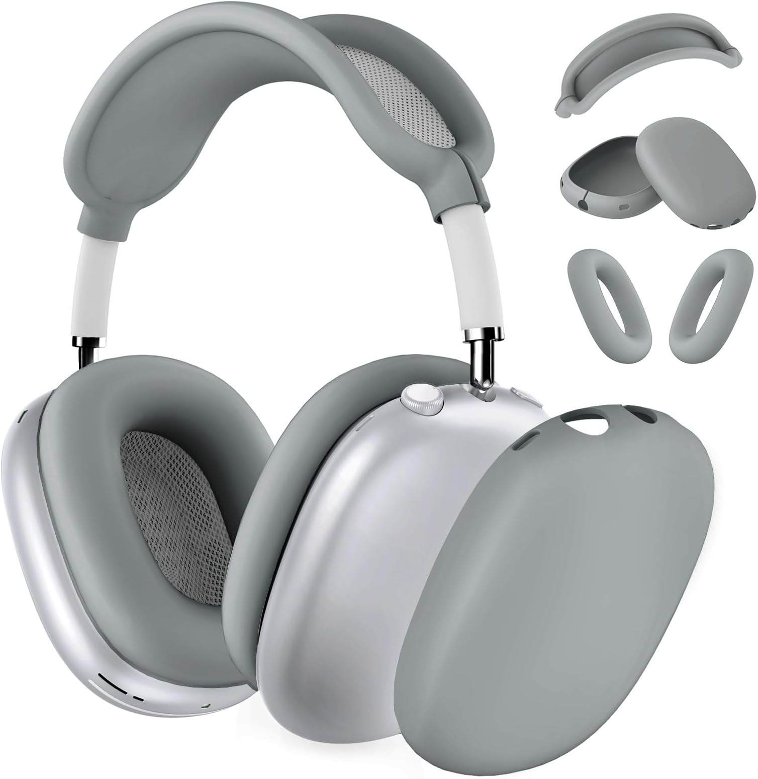 Silicone Case Cover for AirPods Max Headphones, Ear Pad Case Cover/Ear Cups Cover/Headband Cover for AirPods Max 2/1 (2026/2024/2020)(USB-C/Lightning),Silicone Accessories for Apple AirPod Max 2, Gray