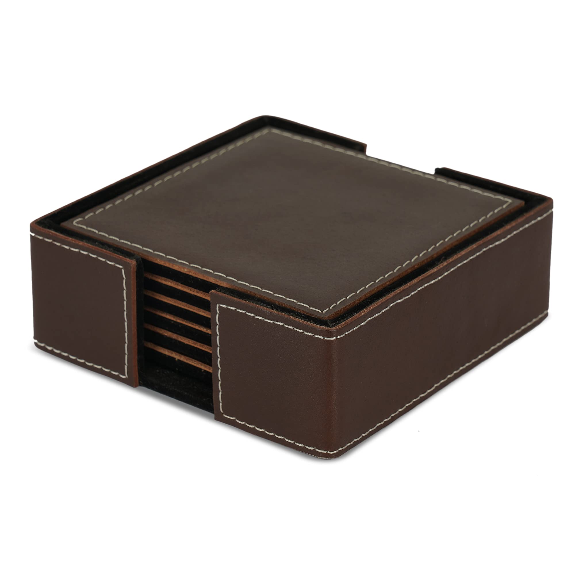 DECOWORLD || Genuine Buff Leather Tea Coasters Set of 6 with Stand || Coasters for Cups, Coffee Mugs, Drinks|| Coasters for Dining Table. Coffee Table for Home or Office Use (Brown) (B09FMJ94FX) Amazon Price History, Amazon Price Tracker