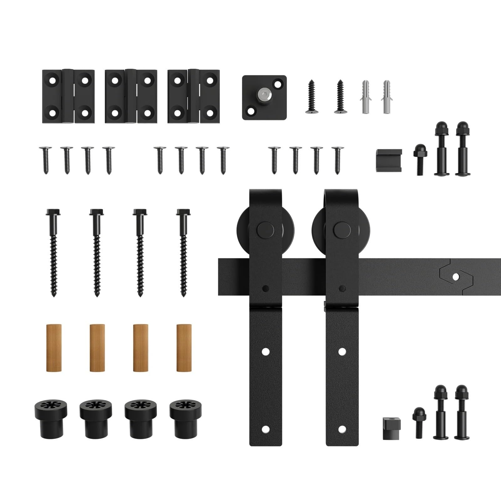 Barn Door Sliding Kit, 3-6.6FT Bi-Folding Sliding Barn Door Hardware Kit Heavy Duty Roller Track for 2 Doors Smoothly Quietly Easy to Install(6.6FT(201CM))