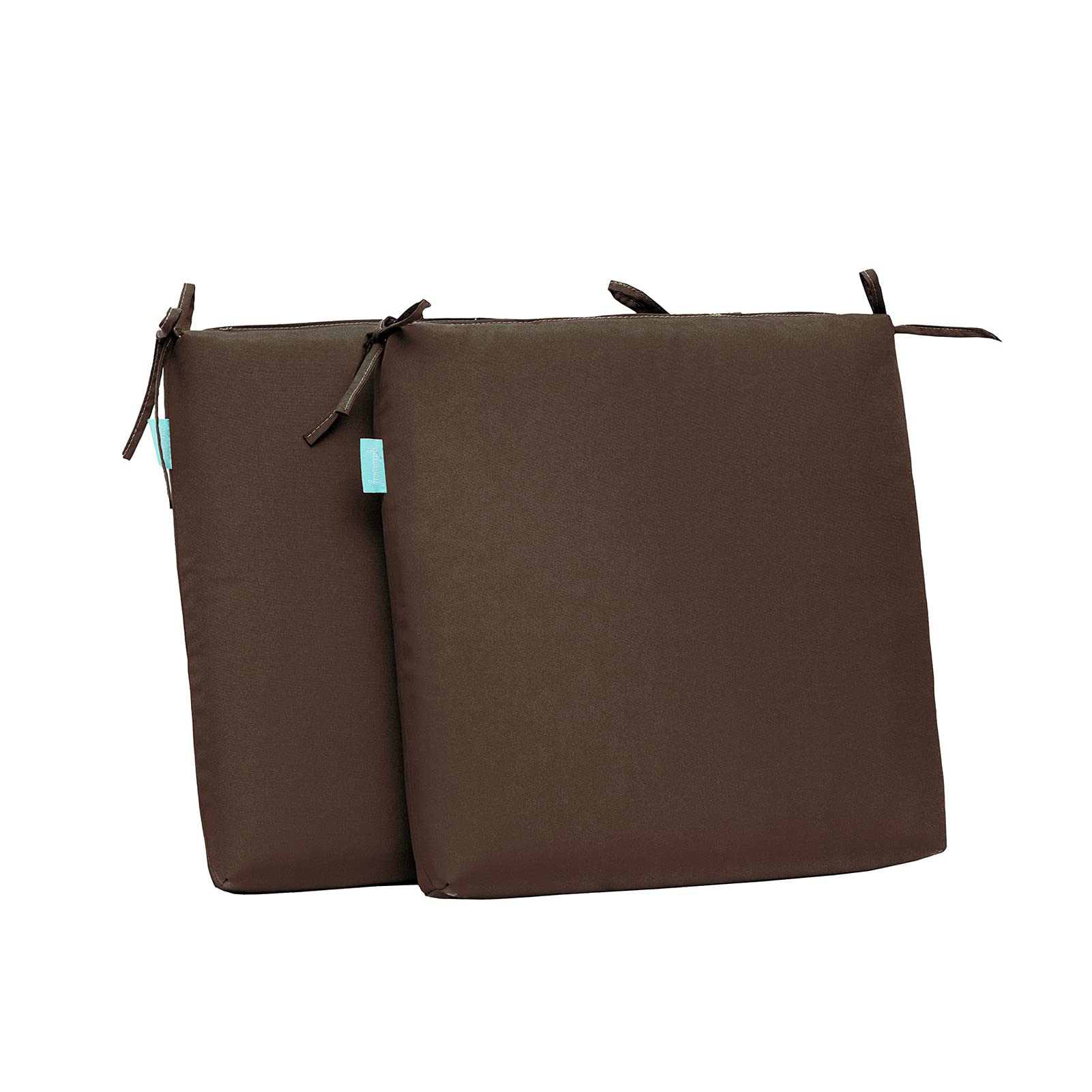 qilloway outdoor indoor seat cushions, square foam dining chair pads,all weather, 17"x17"x3",2 count (coffee)