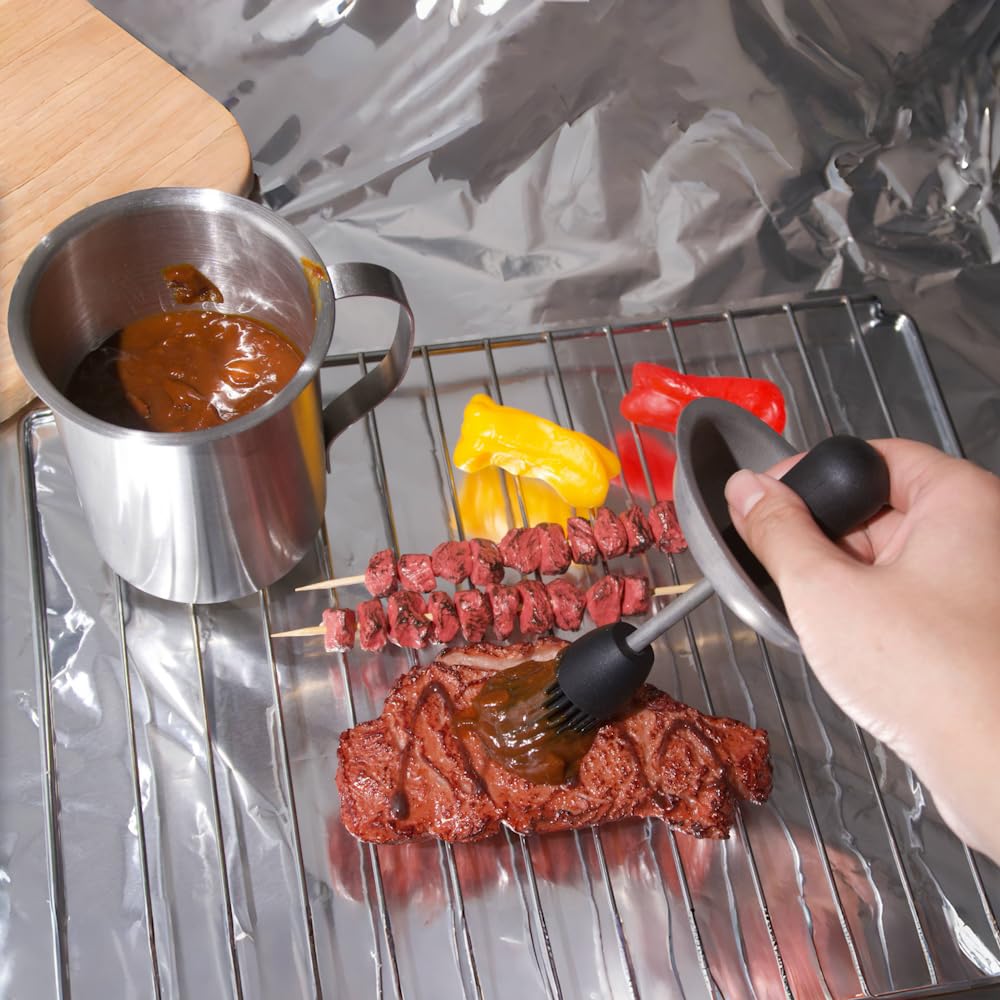 OnewCheng Sauce Pot and Basting Brush Set, Stainless Steel Basting Pot and Brush, BBQ Brushes for Sauce, BBQ Gadgets Grill Accessories, Large Capacity Grilling Tools, Cooking Gifts, 1 Pack