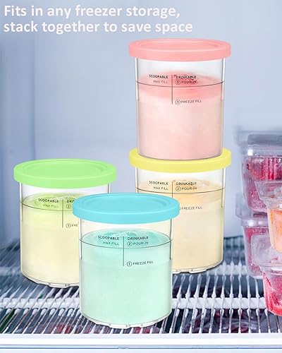 Miniatura 2 de FIRJOY Pintas y tapas de repuesto para Ninja Deluxe 11 en 1 Creami, recipientes adicionales de 24 onzas  Compatible con NC501, serie NC500 (paquete