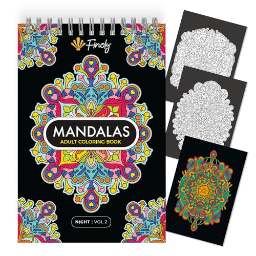 Finoly Libro Mandala da Colorare Adulti Creativita e Mindfulness | Libri Mandala da Colorare per Adulti A4 Antistress | Album Mandala da colorare Carta Premium | Rilegatura a Spirale VOL I